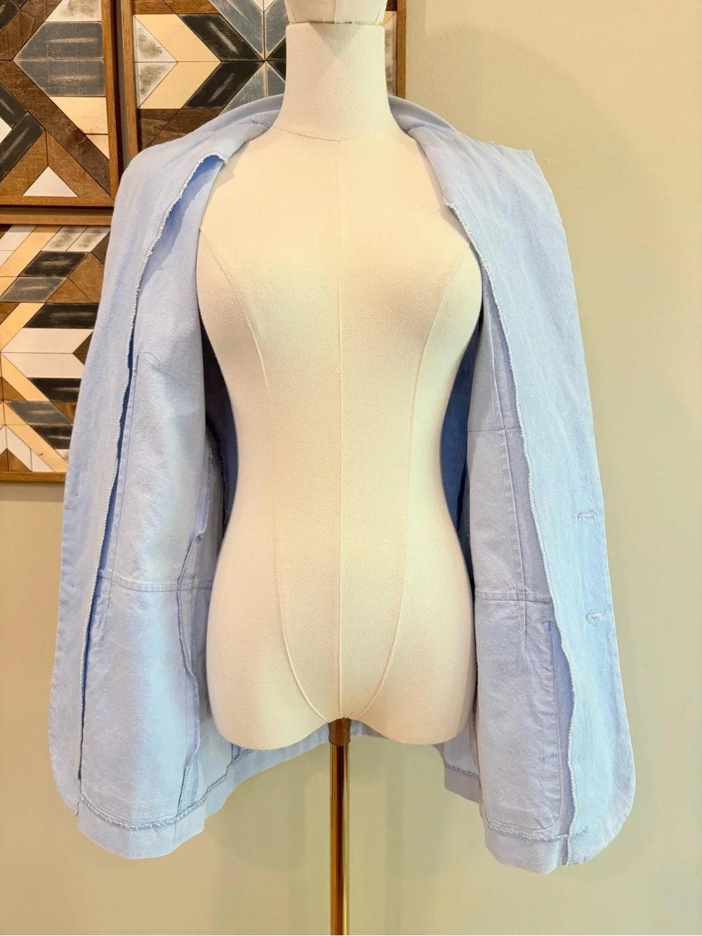 Vintage Ralph Lauren 80s Light Blue Women's Denim Blazer Jacket size Medium - Picture 11 of 15